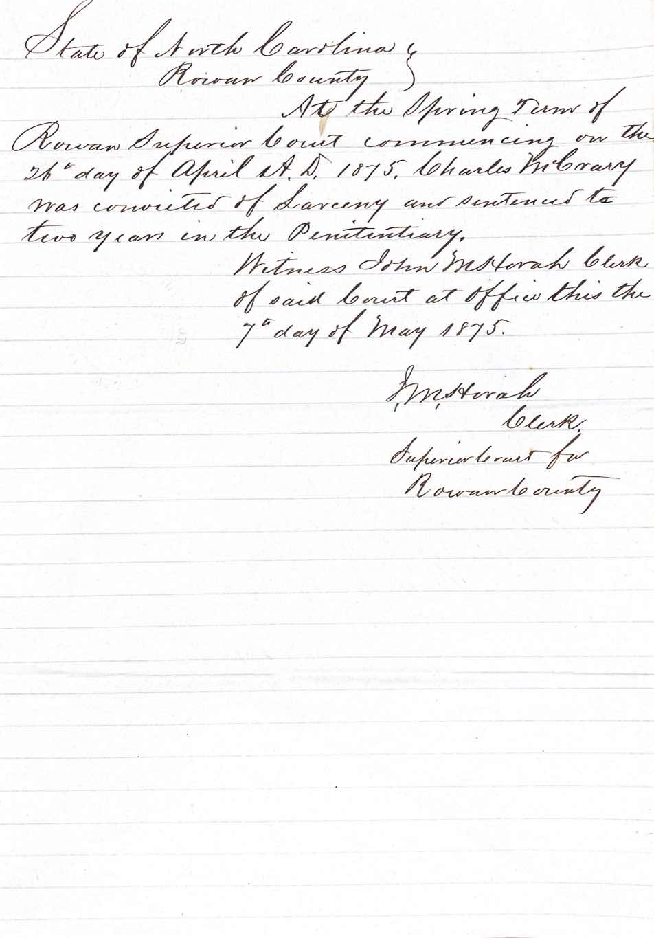 State of North Carolina vs. Charles McCrary