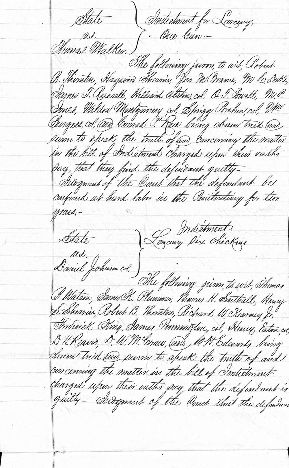 State of North Carolina vs. Major Wilkins et al.
