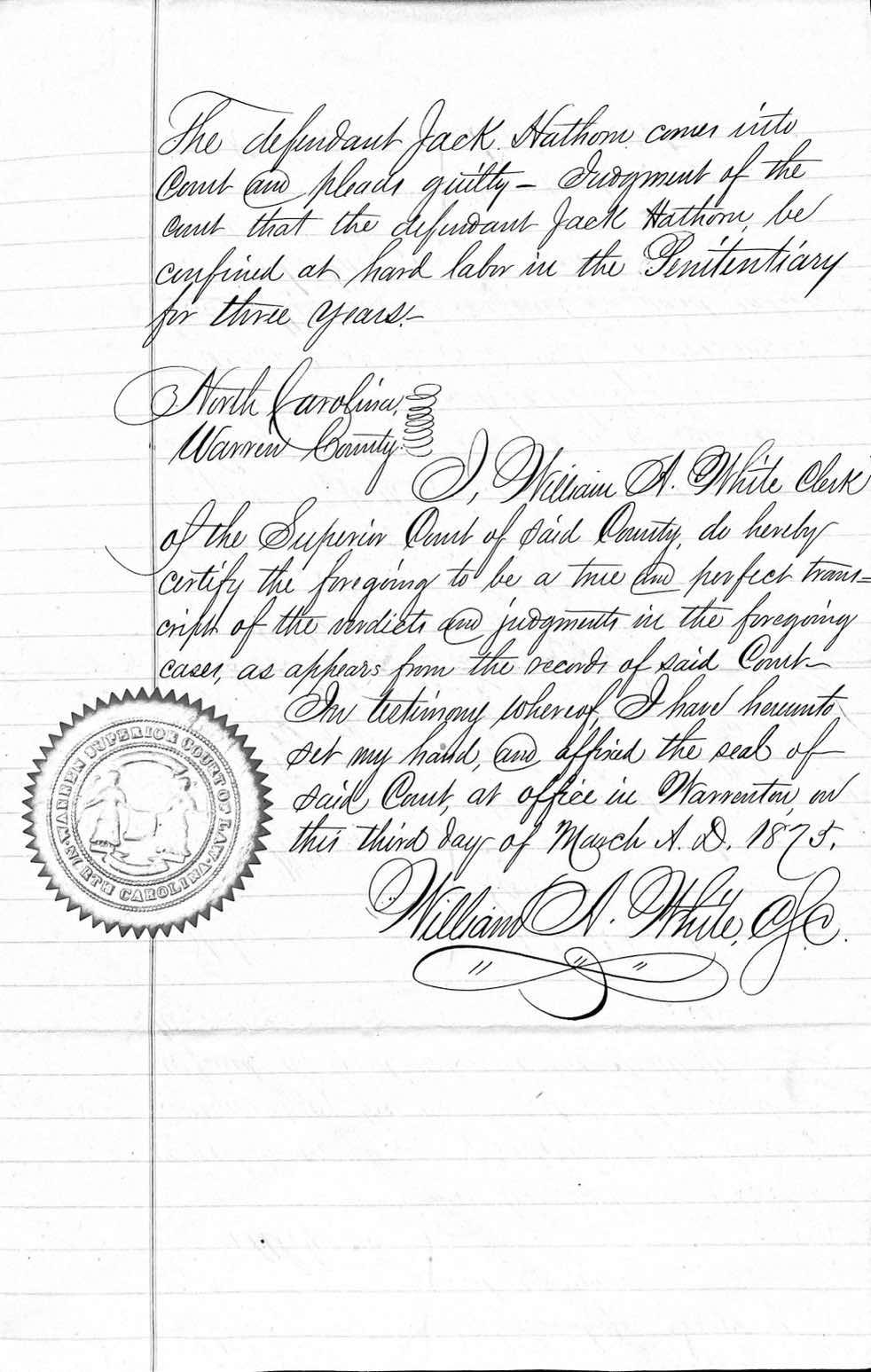 State of North Carolina vs. Major Wilkins et al.
