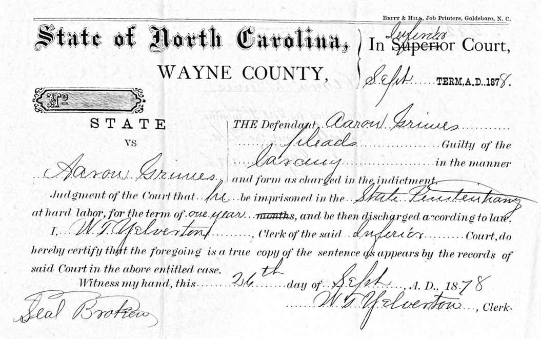 State of North Carolina vs. Aaron Grimes