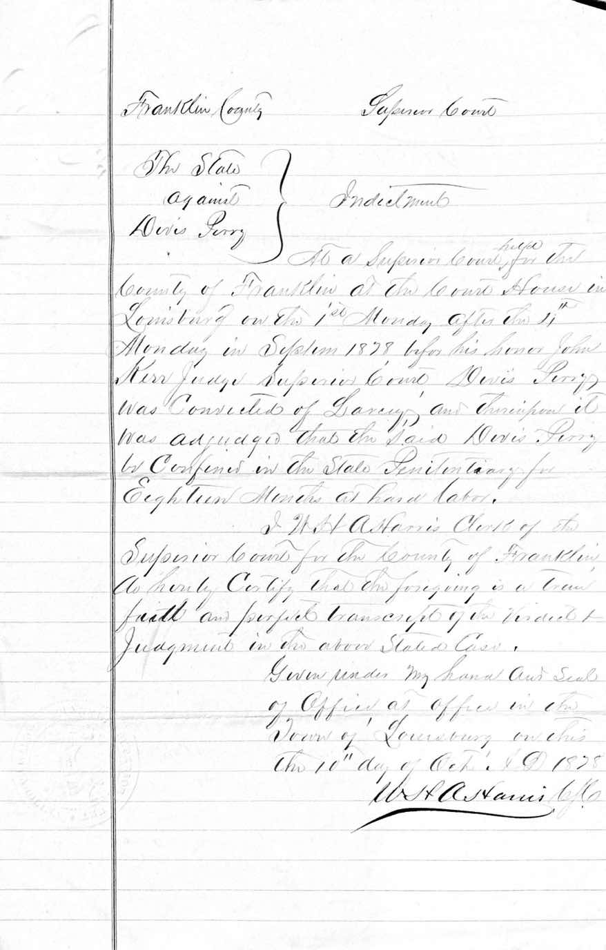 State of North Carolina vs. Davis Perry
