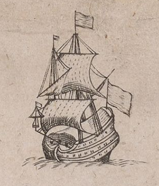 Engraving of a sailing ship