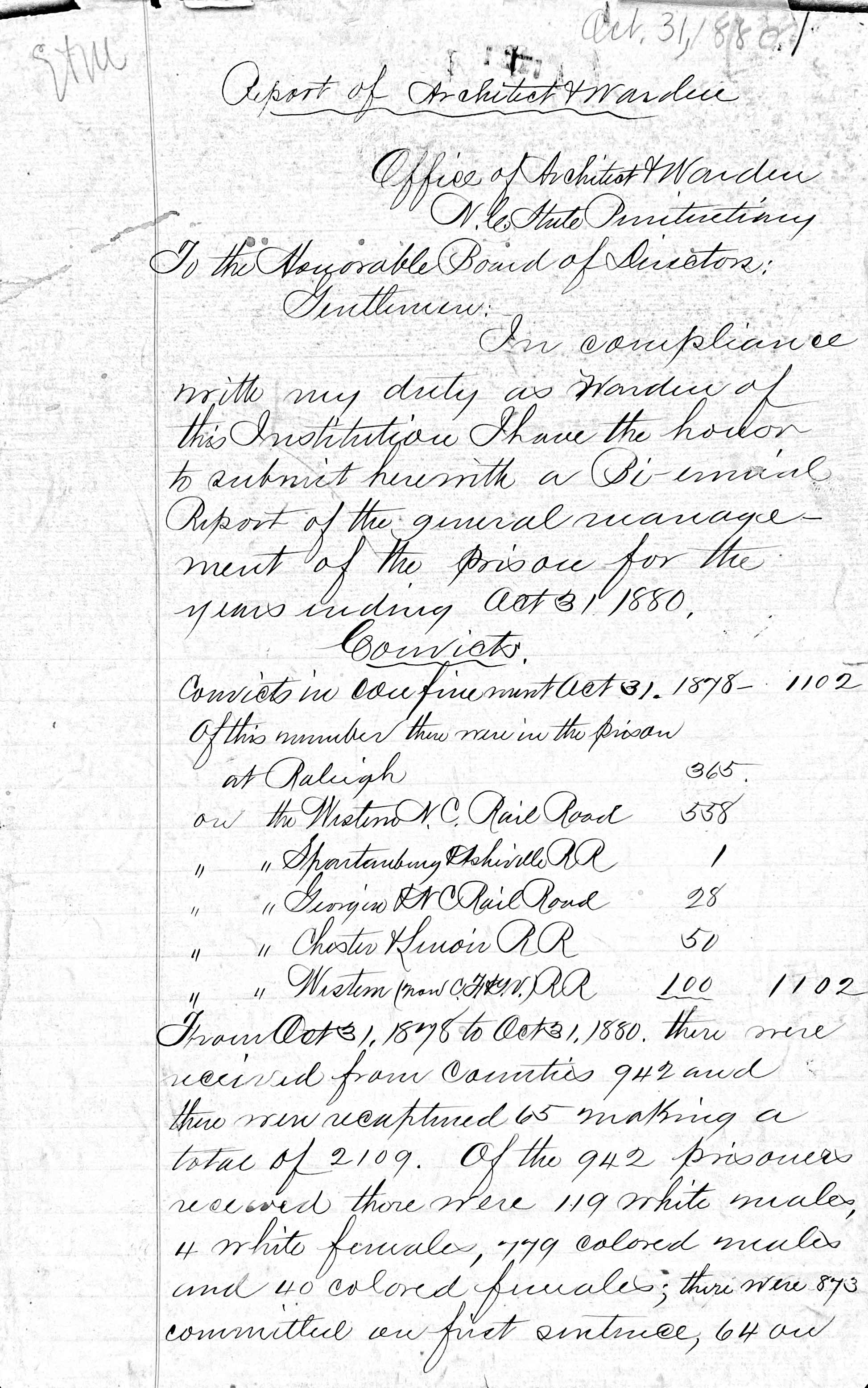 Penitentiary Report 10-31-1880