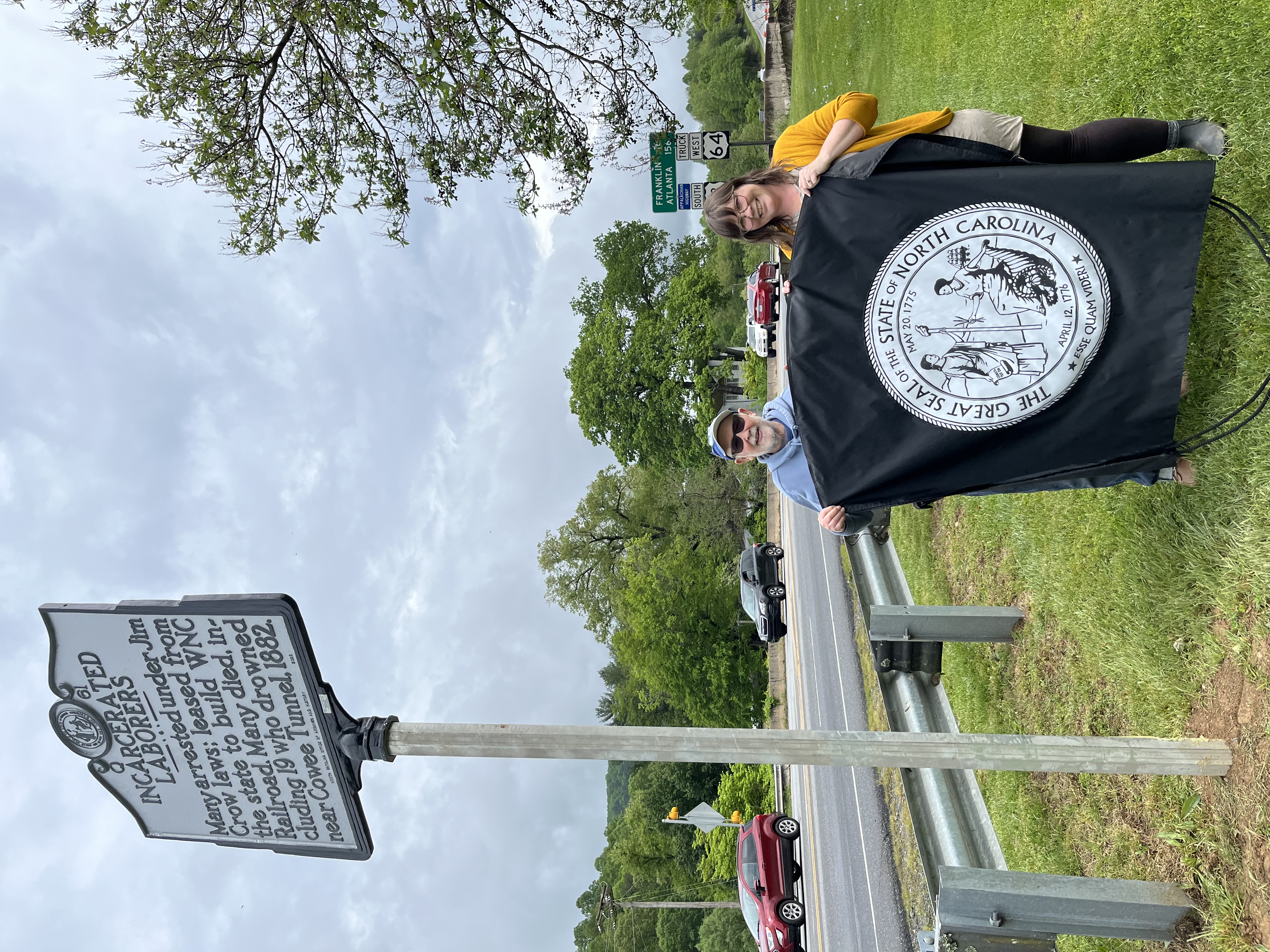Phtograph from the unveiling event of the NC Highway marker for incarcerated laborers