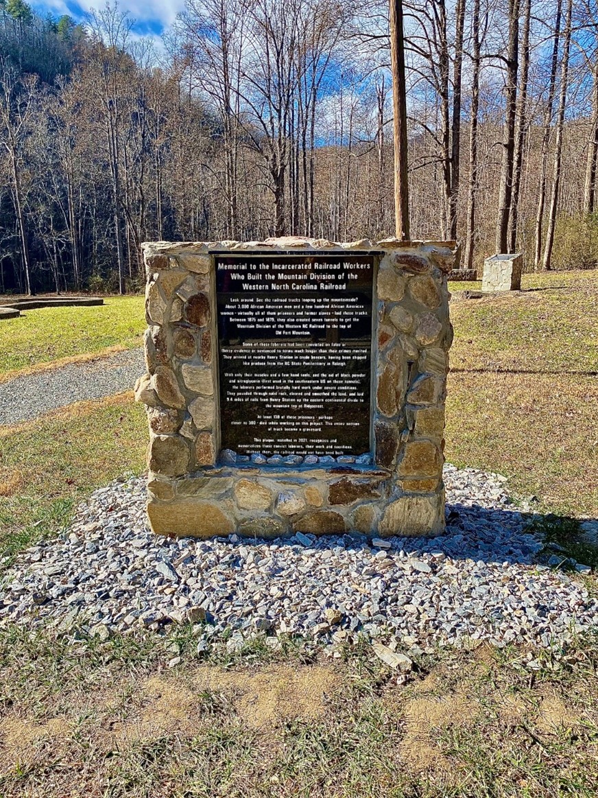 The ”Memorial to the Incarcerated Railroad Workers Who Built the Mountain Division of the Western North Carolina Railroad”