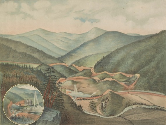 illustration of Round Knob on the Western North Carolina Railroad in McDowell County, 1884