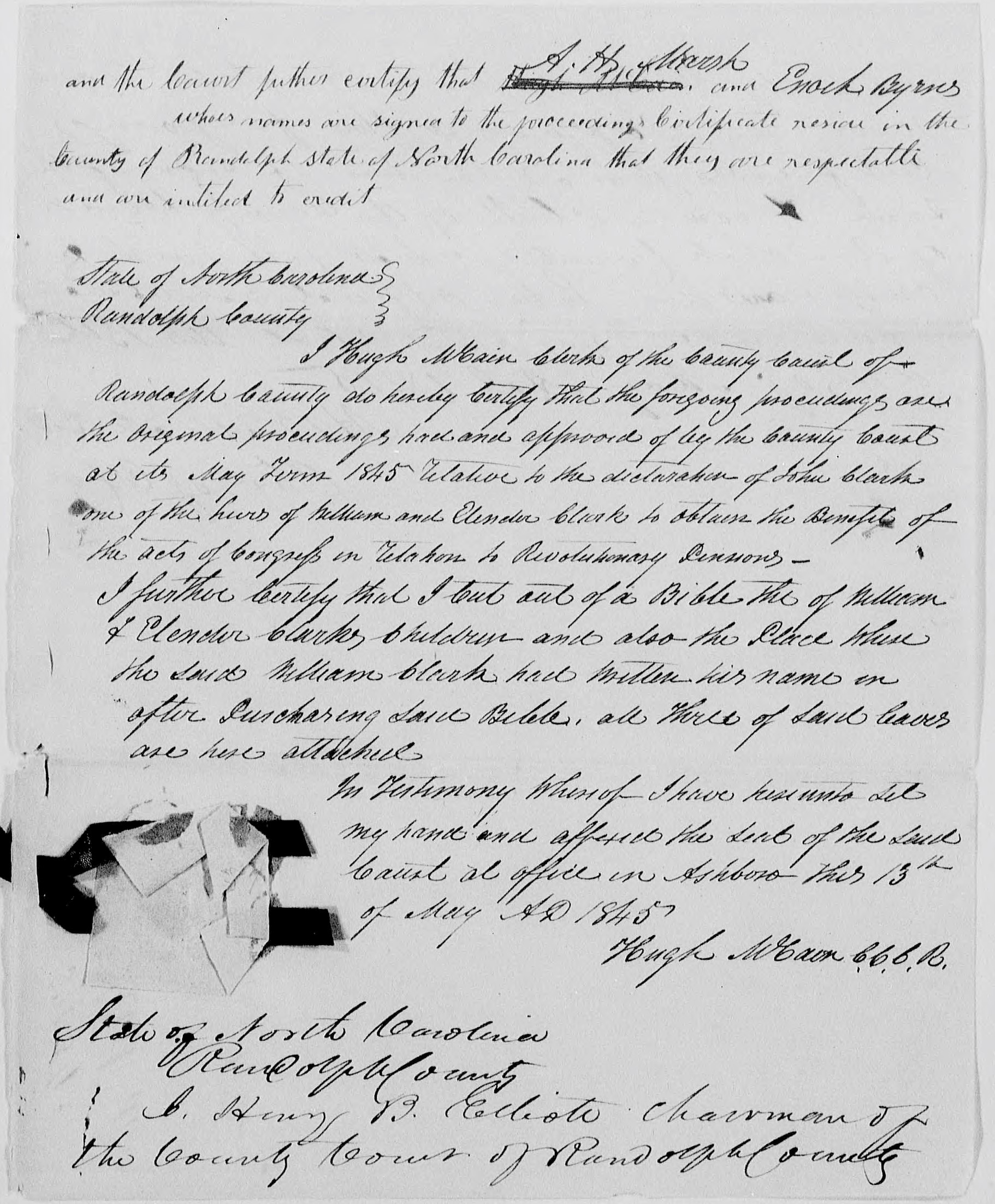 Application for a Veteran's Pension on Behalf of William Clark, 7-9 May 1845, page 3