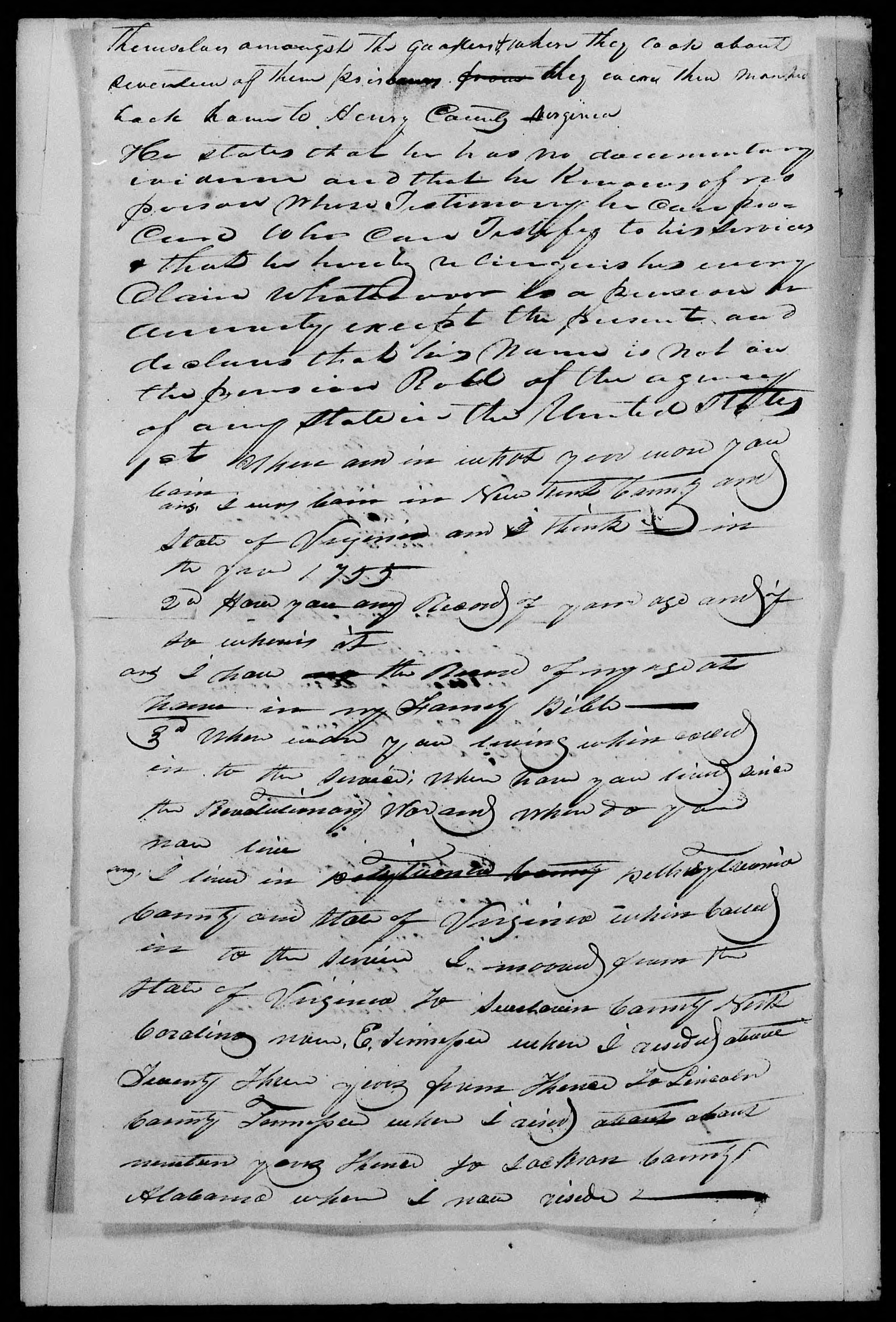 Application for a Veteran's Pension from William McGehe, 4 January 1833, page 2