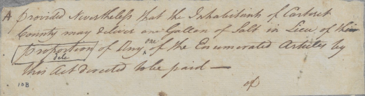 Bill Establishing a Specific Provision Tax from the North Carolina General Assembly, 6 September 1780, page 3