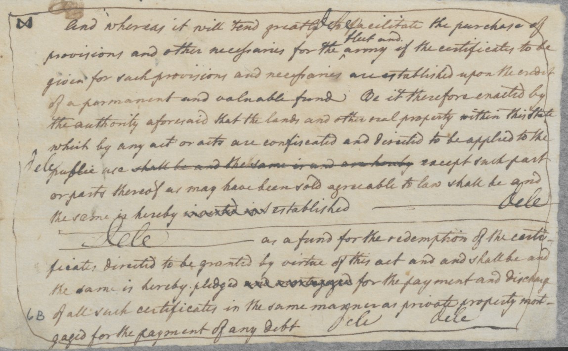 Bill Establishing a Specific Provision Tax from the North Carolina General Assembly, 6 September 1780, page 6