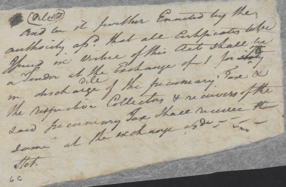Bill Establishing a Specific Provision Tax from the North Carolina General Assembly, 6 September 1780, page 7
