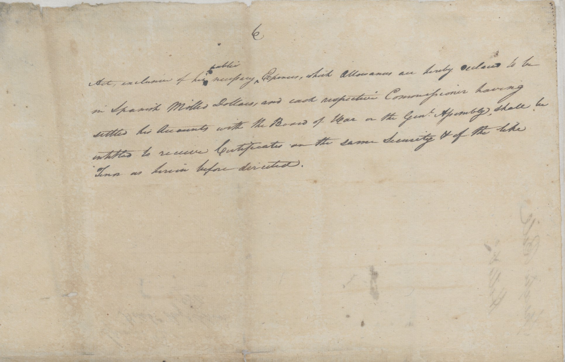 Bill Establishing a Specific Provision Tax from the North Carolina General Assembly, 6 September 1780, page 10