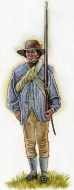 Illustration of a Revolutionary era man in Patriot militia dress.