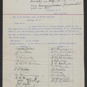 Petition appointed mayor and commissioners for town of Pembroke, April 17, 1917