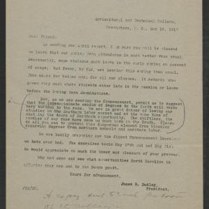 Letter from James B. Dudley to Dear Friend, May 18, 1917