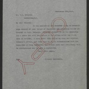 Letter from Santford Martin to Thomas L. Johnson, September 9, 1918