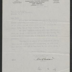 Letter from Charles W. Howard to Gov. Thomas W. Bickett, August 4, 1919