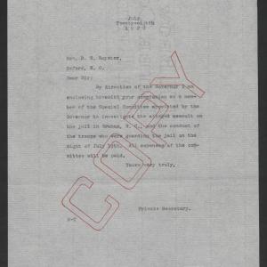 Letter from Santford Martin to Beverly S. Royster, July 28, 1920