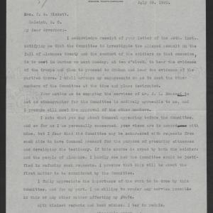 Letter from Beverly S. Royster to Thomas W. Bickett, July 28, 1920