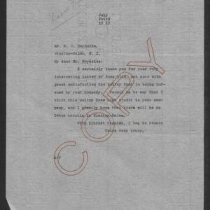 Letter from Thomas W. Bickett to William N. Reynolds, July 3, 1919