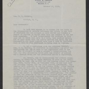 Letter from Amos M. Stack and John J. Parker to Thomas W. Bickett, October 16, 1919, page 1
