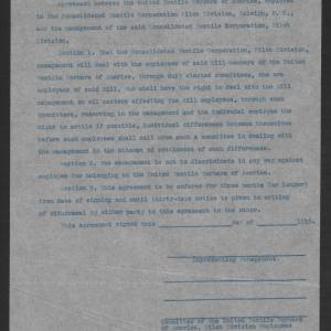 Agreement between the Employees and Management of the Consolidated Textile Corporation Pilot Division, 1919
