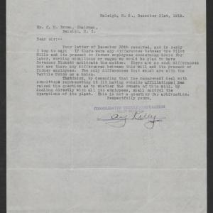 Letter from Albert Y. Kelly to C. M. Brown, December 31, 1919