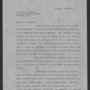 Letter from Thomas W. Bickett to John C. Rankin, February 19, 1920, page 1