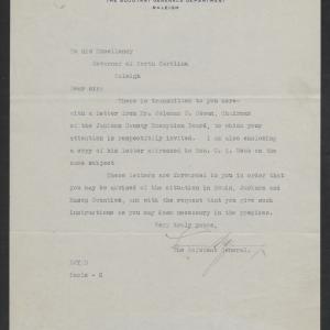 Letter from Laurence W. Young to Thomas W. Bickett, Circa March 1918