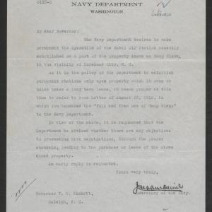 Letter from Josephus Daniels to Thomas W. Bickett, November 1918