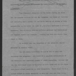 Statement by the Governors' Conference on the Nation's Financial Standing, December 2, 1920, page 1