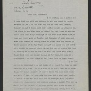 Letter from an Unknown Author to Thomas W. Bickett, Undated, page 1