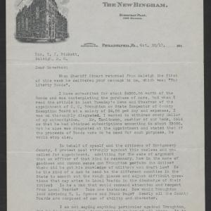 Letter from Charles A. Armstrong to Thomas W. Bickett, October 20, 1917, page 1