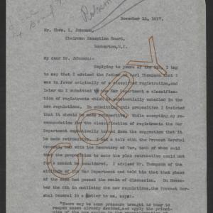 Letter from Thomas W. Bickett to Thomas L. Johnson, November 13, 1917, page 1