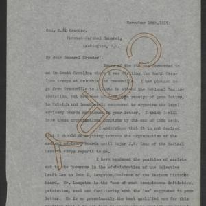Letter from Thomas W. Bickett to Enoch H. Crowder, November 14, 1917, page 1
