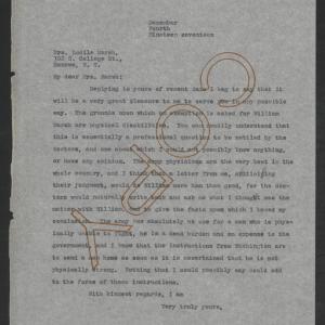 Letter from Thomas W. Bickett to Lucile Marsh, December 4, 1917
