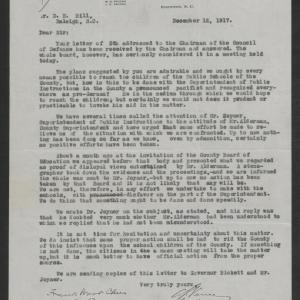 Letter from Frank Wood and others to Daniel H. Hill, December 12, 1917
