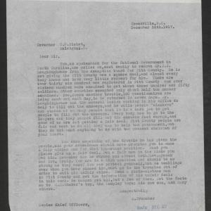 Letter from A. Trencher to Thomas W. Bickett, December 24, 1917