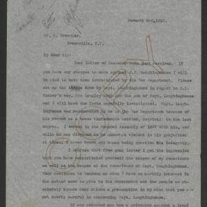 Letter from Thomas W. Bickett to A. Trencher, January 3, 1918