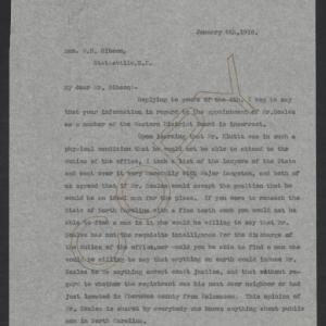 Letter from Thomas W. Bickett to William B. Gibson, January 5, 1918, page 1
