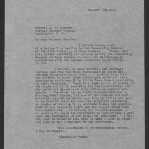 Letter from Thomas W. Bickett to Enoch H. Crowder, January 7, 1918