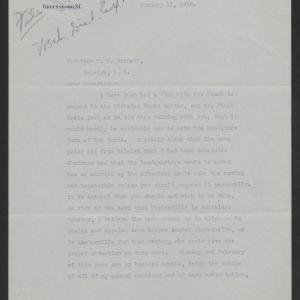 Letter from Alfred M. Scales to Thomas W. Bickett, January 11, 1918, page 1