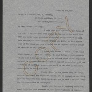 Letter from Thomas W. Bickett to George G. Gatley, February 1, 1918, page 1