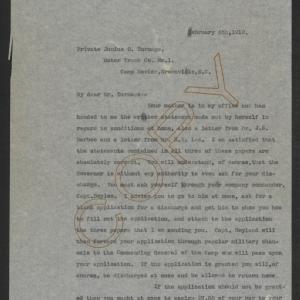 Letter from Thomas W. Bickett to Junius O. Turnage, February 6, 1918, page 1