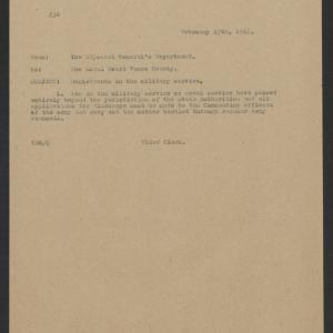 Letter from the Chief Clerk of the Adjutant General's Department to the Vance County Exemption Board, February 15, 1918