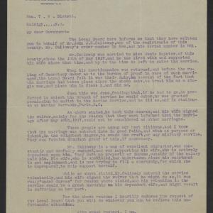 Letter from Allison C. Zollicoffer to Thomas W. Bickett, February 16, 1918