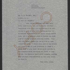 Letter from Thomas W. Bickett to Herbert B. Harrell, Jr., February 16, 1918