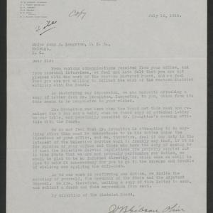 Letter from William B. Gibson to John D. Langston, July 12, 1918