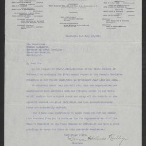 Letter from Laura H. Reilley to Thomas W. Bickett, July 16, 1918