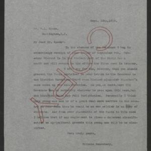 Letter from Santford Martin to William L. Spoon, September 10, 1918